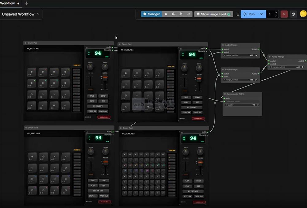 ComfyUI DrumPad插件安装入口,内置音序器、摇摆节奏、音高调节功能