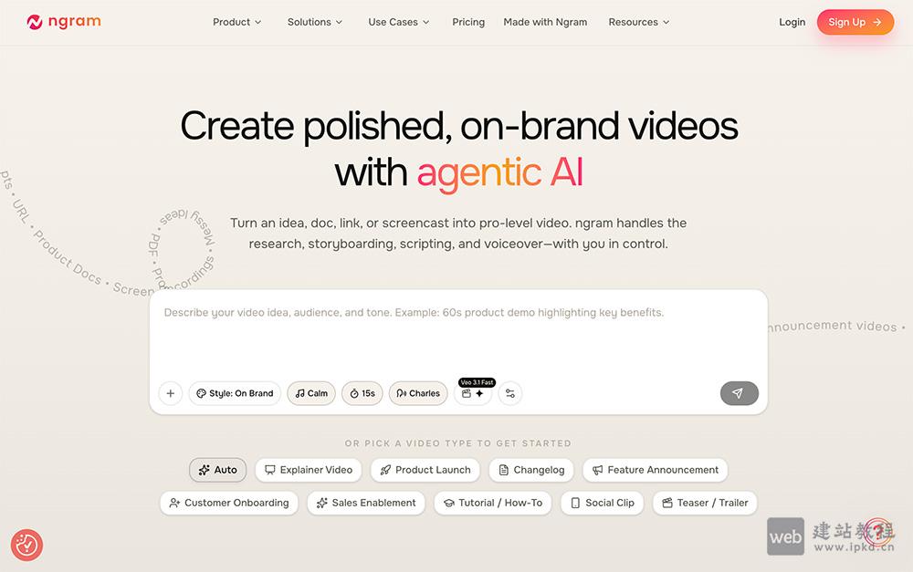 ngram AI视频创作平台官网 - 提供从选题研究、故事板、脚本、旁白到剪辑的全流程AI创作服务